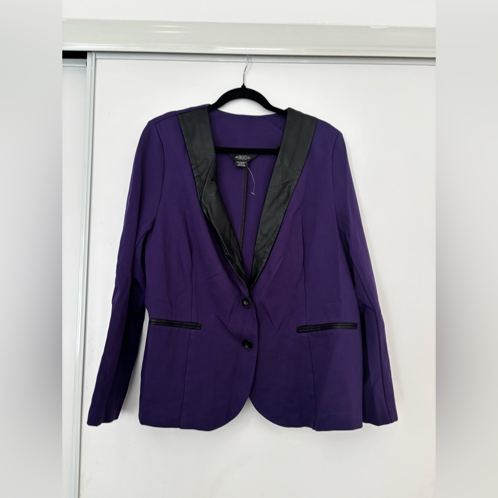Michel Studio Purple Tuxedo Blazer with Structured Shoulders